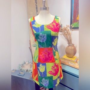 VINTAGE Pré brand tulip print block art dress